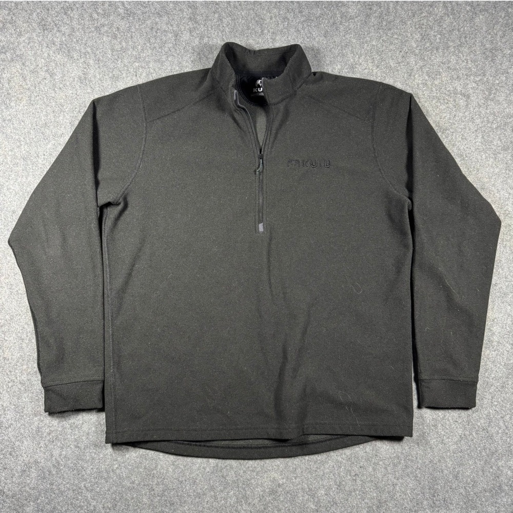 KUIU Mens Quarter Zip Pullover Charcoal Gray Performance Fleece Large Hunting
